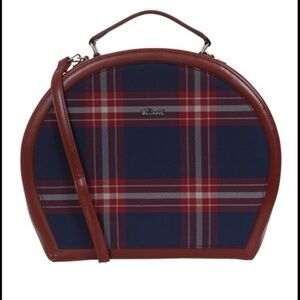 NWT Collectif Burgundy and Navy Plaid Women's Bag Travel Case